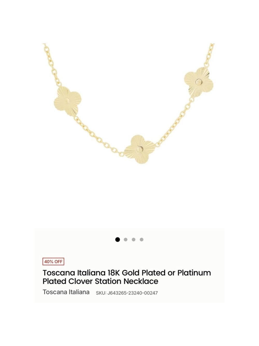 Women's Toscana Italiana Gold Clover Station Necklace 20in